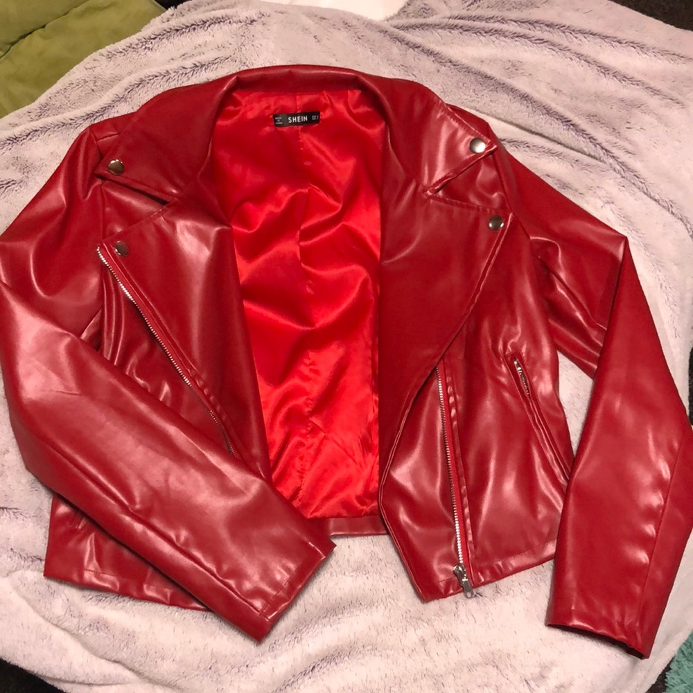 Red Faux Leather Jacket